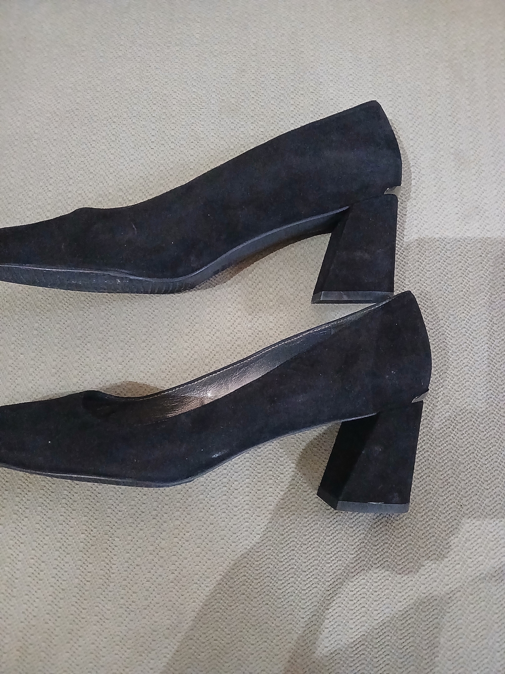 Stuart Weitzman Moody Black Suede Block Heel Pumps - Women Size 11